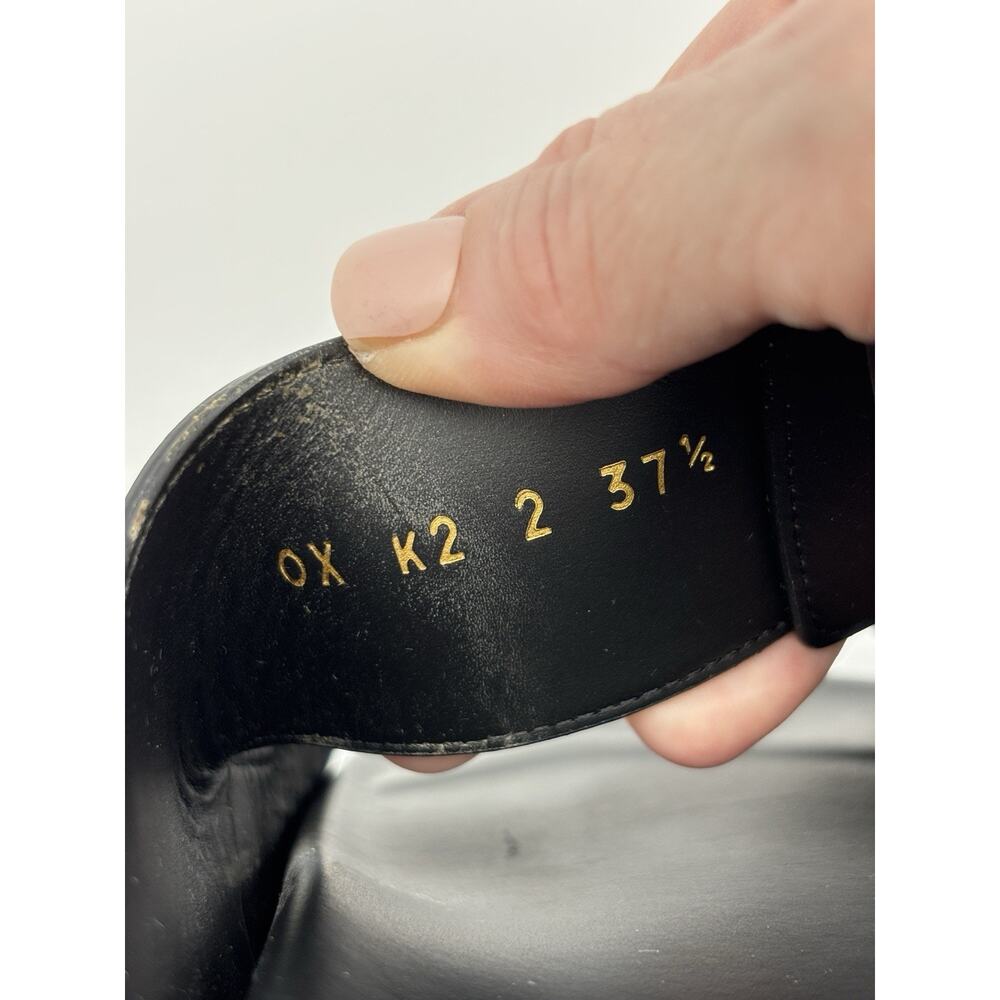 Authentic Valentino One Stud Rockstud Two Strap Sandal Black Gold Size 37.5 Dad - Picture 10 of 16